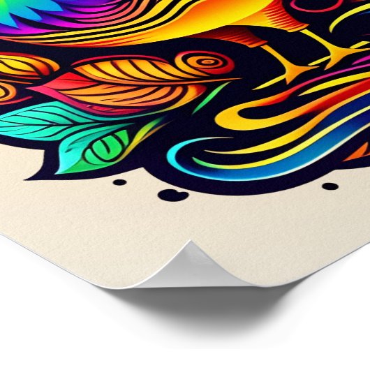 Whimsical Yellow Rooster Cartoon Poster (Hoek)