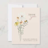 Whimsical Yellow Wildflower Wedding Dank u Bedankkaart (Voorkant)