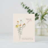 Whimsical Yellow Wildflower Wedding Dank u Bedankkaart (Staand voorkant)