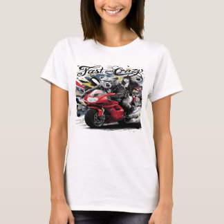 Whimsical Yeti Bigfoot Biker Cruisen door wild T-shirt