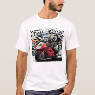 Whimsical Yeti Bigfoot Biker Cruisen door wild T-shirt