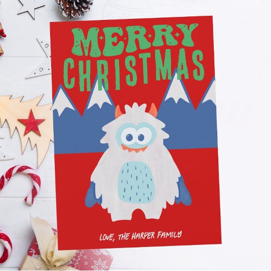 Whimsical Yeti Christmas Feestdagenkaart
