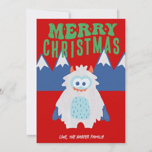 Whimsical Yeti Christmas Feestdagenkaart (Voorkant)