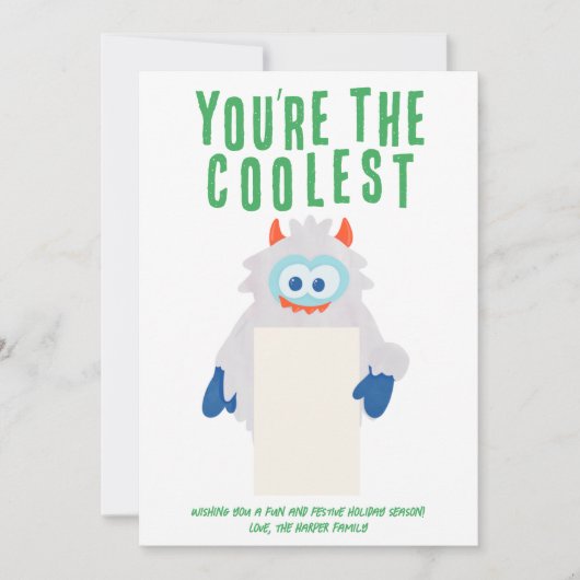 Whimsical Yeti Holiday Gift Kaart Houder (Voorkant)