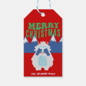 Whimsical Yeti Kinder kerst Geen gluren Cadeaulabel (Voorkant)