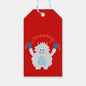Whimsical Yeti Kinder kerst Geen gluren Cadeaulabel (Achterkant)