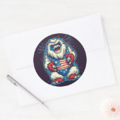 Whimsical Yeti Patriotic Sticker (Envelop)