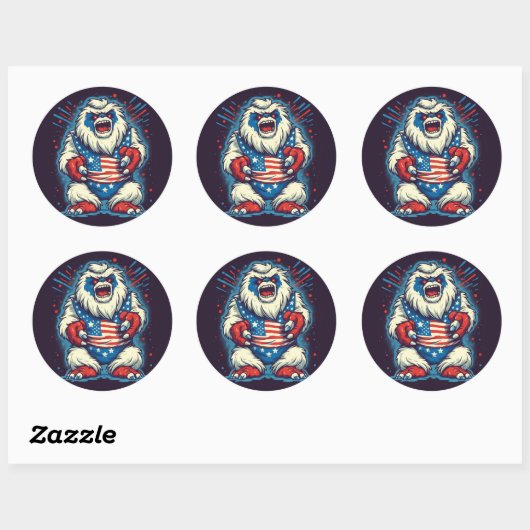Whimsical Yeti Patriotic Sticker (Vel)