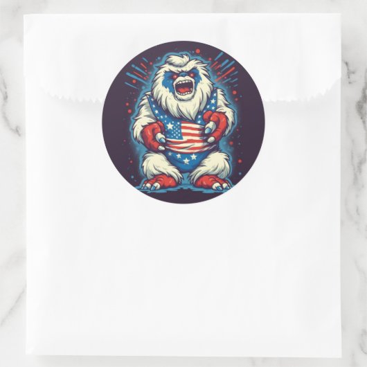 Whimsical Yeti Patriotic Sticker (Tas)