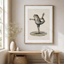 Whimsical Yoga Kikker op Waterlelie Poster