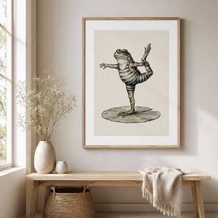 Whimsical Yoga Kikker op Waterlelie Poster