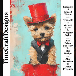 Whimsical Yorkie Dog, Red Bow Stropdas AT2 Decoupa Tissuepapier