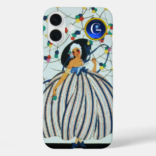 WHIMSICAL YOUNG GIRL Beauty Mode Blue Monogram iPhone 16 Plus Hoesje