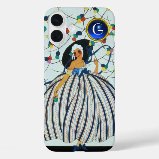 WHIMSICAL YOUNG GIRL Beauty Mode Blue Monogram Case-Mate iPhone Case (Achterkant)