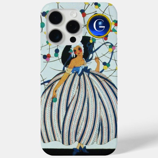WHIMSICAL YOUNG GIRL Beauty Mode Blue Monogram Case-Mate iPhone Case (Achterkant)