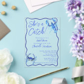 Whimsical Ze is een Catch Blue Coastal Vrijgezelle Acryl Uitnodigingen (Insitu (Huwelijk))