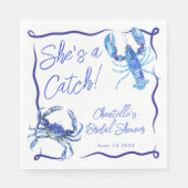 Whimsical Ze is een Catch Blue Coastal Vrijgezelle Servet (Voorkant)