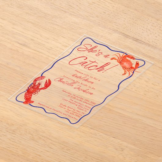 Whimsical Ze is een Catch Red Coastal Vrijgezellen Acryl Uitnodigingen (Laagn)