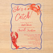Whimsical Ze is een Catch Red Coastal Vrijgezellen Acryl Uitnodigingen (Voorkant)