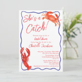 Whimsical Ze is een Catch Red Coastal Vrijgezellen Kaart (Staand voorkant)