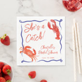 Whimsical Ze is een Catch Red Coastal Vrijgezellen Servet (Insitu)