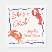 Whimsical Ze is een Catch Red Coastal Vrijgezellen Servet (Voorkant)