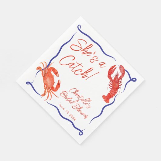 Whimsical Ze is een Catch Red Coastal Vrijgezellen Servet (Hoek)