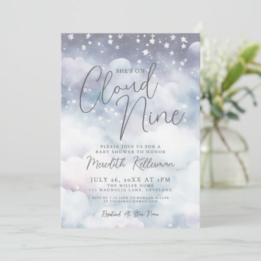 Whimsical Ze staat op Cloud Nine Baby shower Kaart (Staand voorkant)