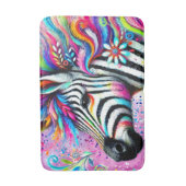 Whimsical Zebra Bloemen Roze Blauwgroen Groene Dai Badmat (Voorkant Verticaal)