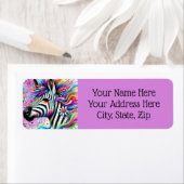 Whimsical Zebra Bloemen Roze Blauwgroen Groene Dai Etiket (Insitu)