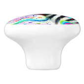 Whimsical Zebra Bloemen Roze Blauwgroen Groene Dai Keramische Knop (Zijkant)