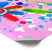 Whimsical Zebra Bloemen Roze Blauwgroen Groene Dai Poster (Hoek)