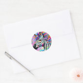 Whimsical Zebra Bloemen Roze Blauwgroen Groene Dai Ronde Sticker (Envelop)