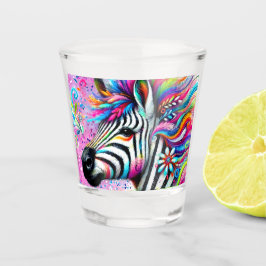 Whimsical Zebra Bloemen Roze Blauwgroen Groene Dai Shot Glas