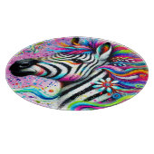 Whimsical Zebra Bloemen Roze Blauwgroen Groene Dai Snijplank (Hoek)