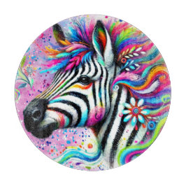 Whimsical Zebra Bloemen Roze Blauwgroen Groene Dai Snijplank