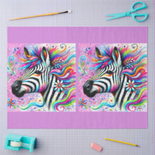 Whimsical Zebra Floral Daisy Decoupage Tissuepapier