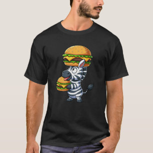 Whimsical Zebra Hamburger Fastfood Cheeseburger T-shirt