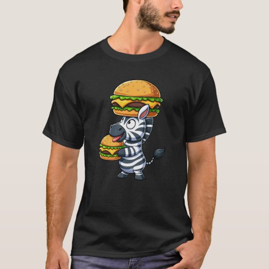 Whimsical Zebra Hamburger Fastfood Cheeseburger T-shirt (Voorkant)