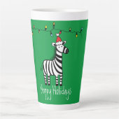 Whimsical-Zebra op groen Latte Mok (Voorkant)
