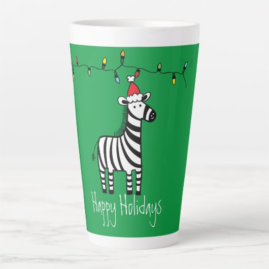 Whimsical-Zebra op groen Latte Mok (Voorkant)
