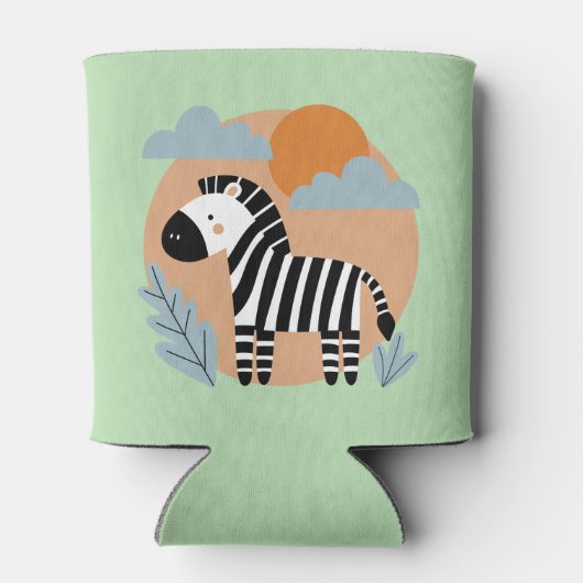 Whimsical Zebra Scandinavische beïnvloed Blikjeskoeler (Achterkant)