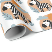 Whimsical Zebra Scandinavische beïnvloed Cadeaupapier (Rol Hoek)