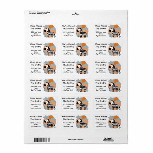 Whimsical Zebra Scandinavische beïnvloed Etiket (Full Sheet)