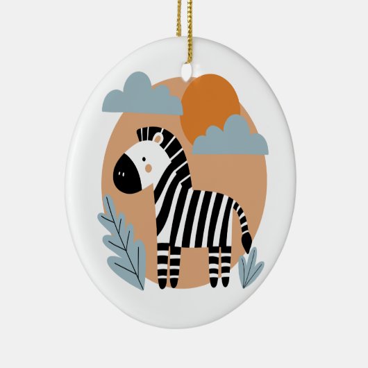Whimsical Zebra Scandinavische beïnvloed Keramisch Ornament (Rechts)