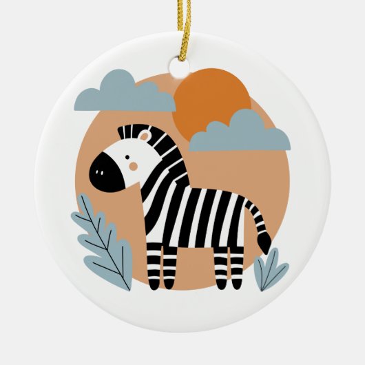 Whimsical Zebra Scandinavische beïnvloed Keramisch Ornament (Voorkant)