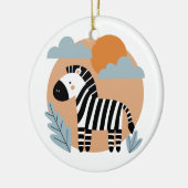 Whimsical Zebra Scandinavische beïnvloed Keramisch Ornament (Links)
