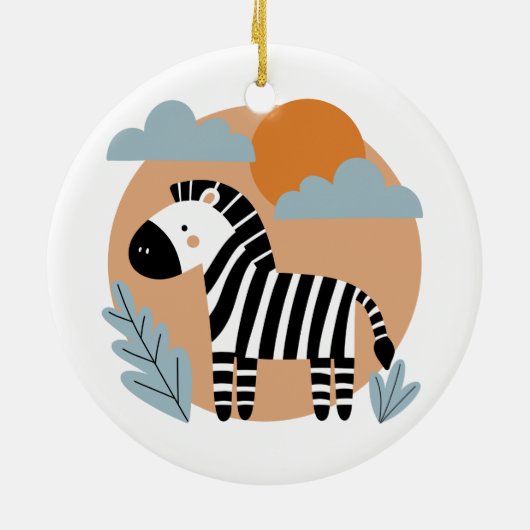 Whimsical Zebra Scandinavische beïnvloed Keramisch Ornament (Achterkant)