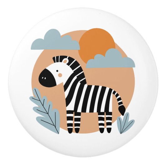 Whimsical Zebra Scandinavische beïnvloed Keramische Knop (Voorkant)