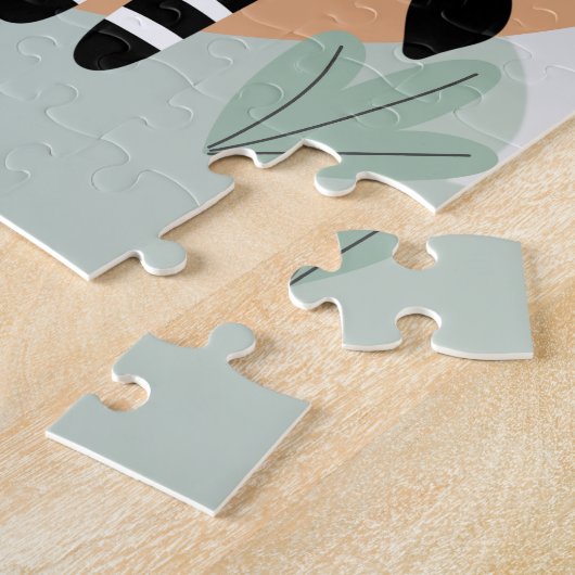 Whimsical Zebra Scandinavische beïnvloed Legpuzzel (Zijkant)